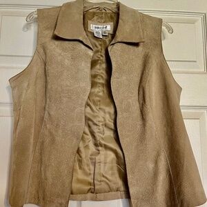 Tan suede leather vest, Coldwater Creek, medium